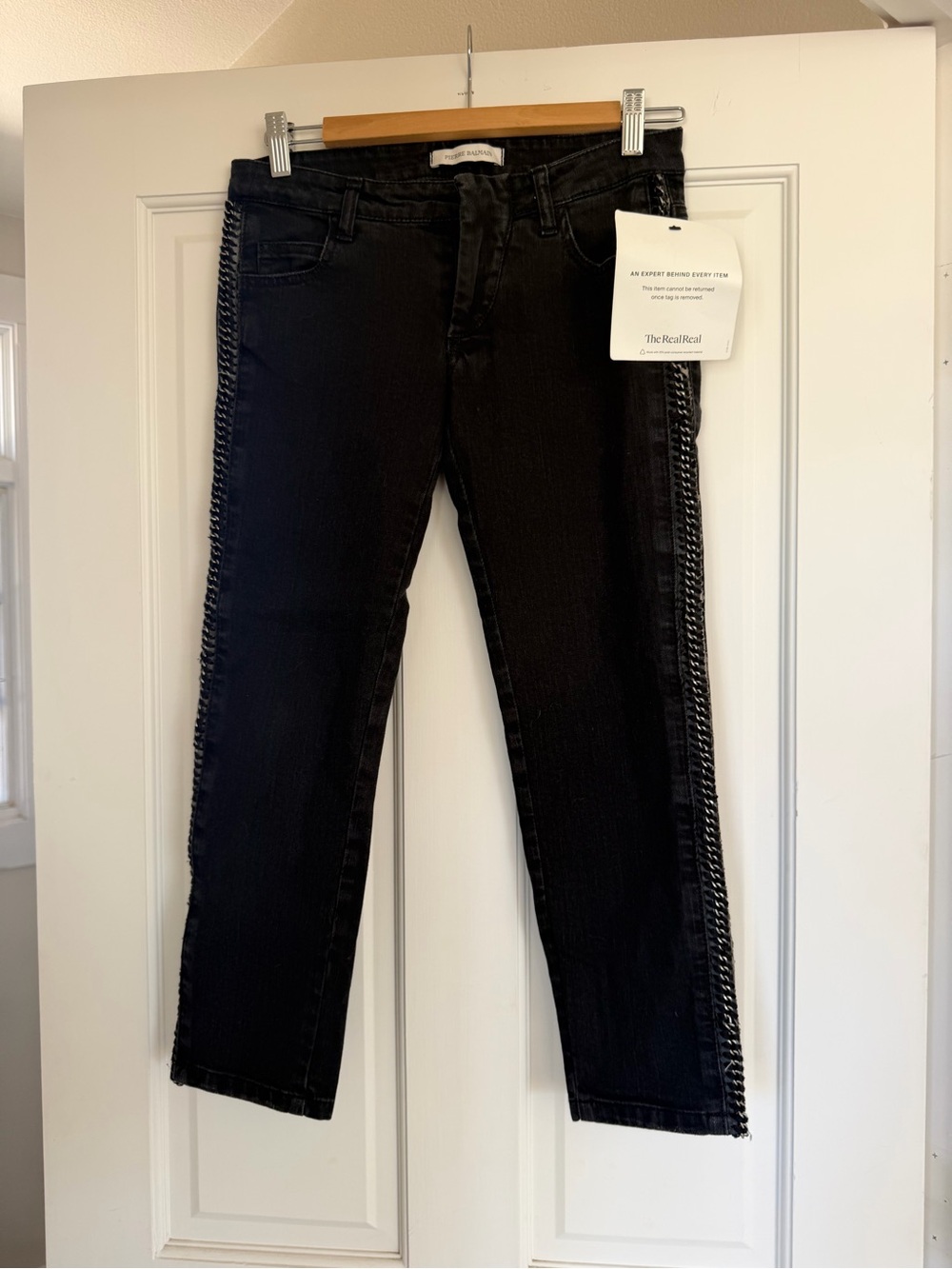 Pierre Balmain Black Capri Jeans with Side Chain Detail
